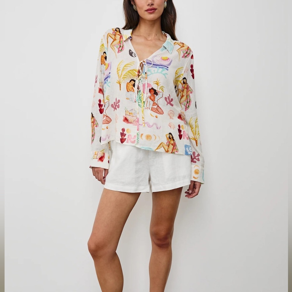 Rails Multicolor Printed Blouse Elm Shirt in Ivory Bathing Ladies🫣 - Picture 10 of 17